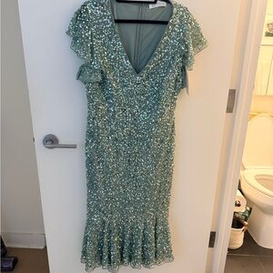 Mac Duggal Green Sequin Dress
